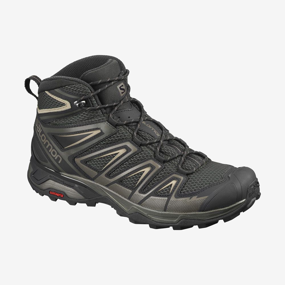 Salomon Israel X ULTRA MID 3 AERO - Mens Hiking Boots - Black (BUZK-48512)